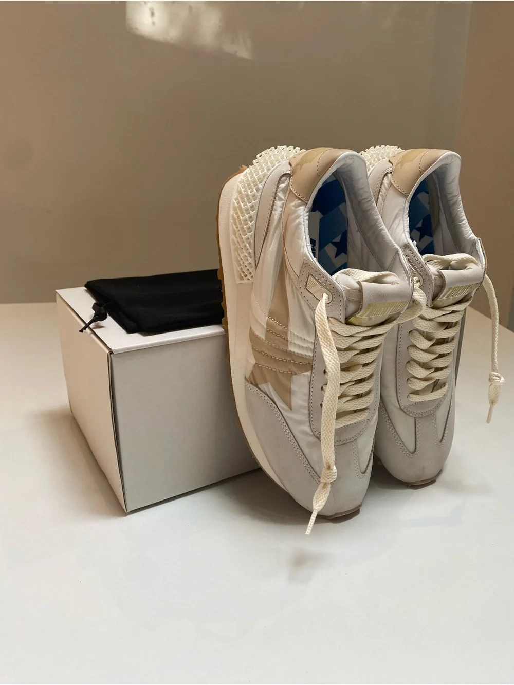 Golden Goose Women’s Marathon Sneaker in White Beige Nylon/Gray sz 36 New in Box